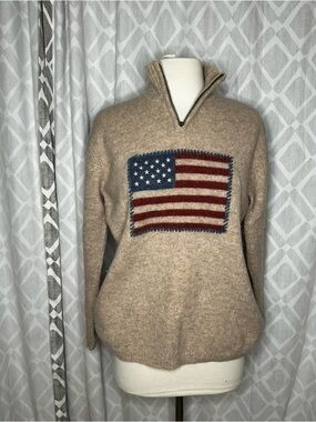 Vintage 90s The Limited American Flag 100% Wool USA Sweater Womens Small